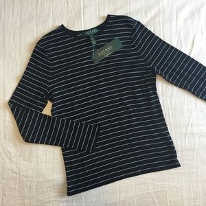 🎉HP🎉NWT LRL Black Striped Long Sleeve